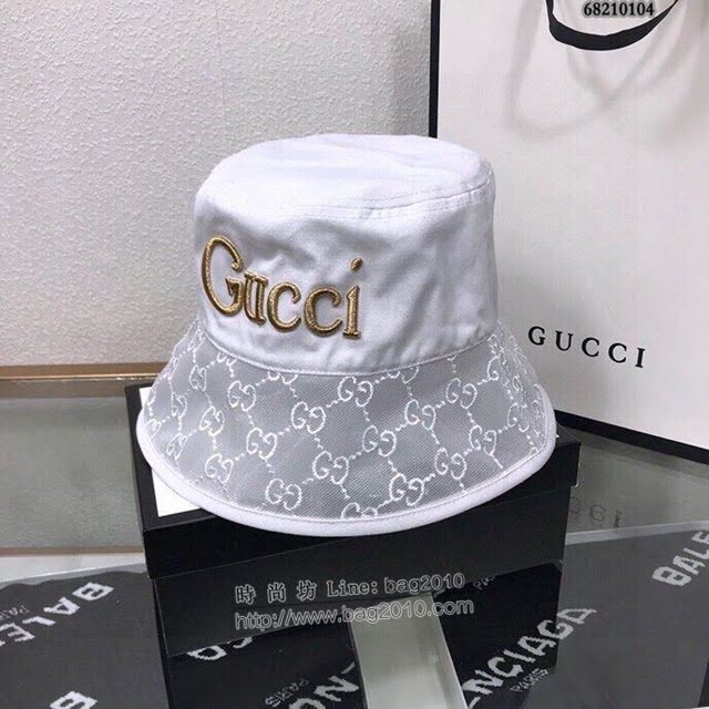 Gucci男女同款帽子 古馳GG印花漁夫帽遮陽帽  mm1060